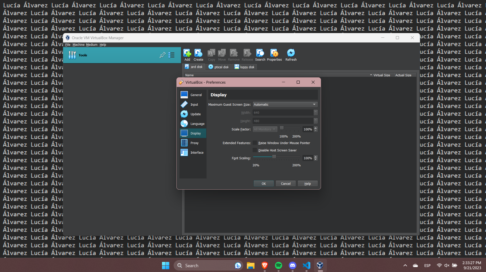 Configuració Display