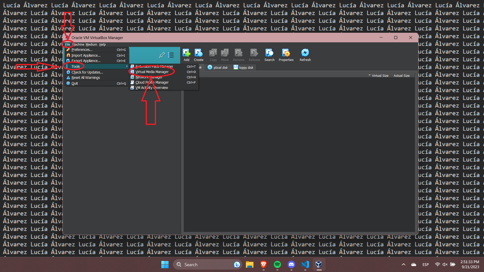 Configuració de l'administrador de medis virtuals
